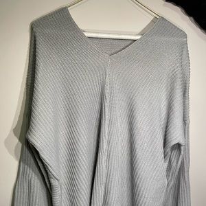 Light Gray Baggy Knit V Neck Sweater